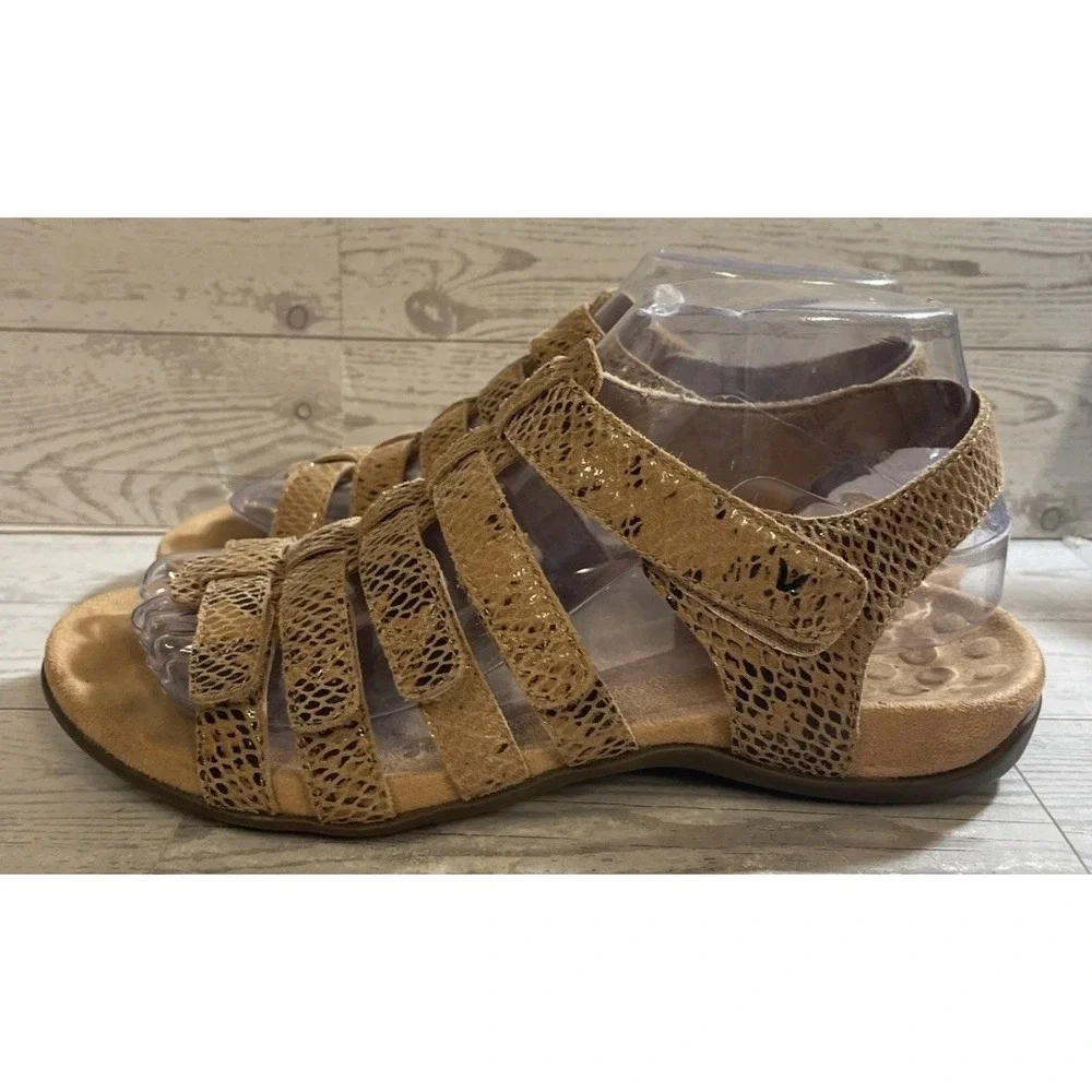 Vionic Harissa Sandals Womens Size 6.5 Brown Tan Snake Print Comfort Strappy - Picture 4 of 9